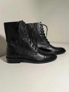 Straight to Hell Lace Up Leather Black Combat Boots Men's Size 10 New w/o Box - Picture 1 of 15