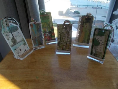 6 Handcrafted Bookmarks Grandma Moses Themed Cottage Core Farmhouse Tassels Foto 1 de 4