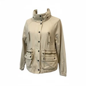 BDG Urban Outfitters Cargo Jacket Womens Size S Beige Foldable Hood Long Sleeve - Picture 1 of 9