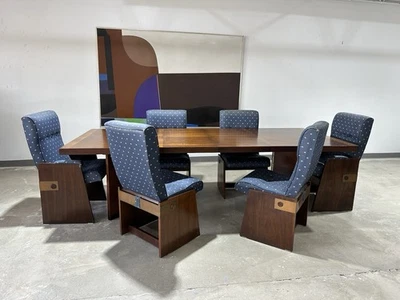 Mid Century Lane Staccato Brutalist Dining Set, Table and 6 Chairs - Image 1 of 4
