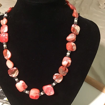 Collar Gargantilla Vintage Rosa Cuentas Piedras Rojo Joyería Tono Plata Disfraz Retro Foto 1 de 4