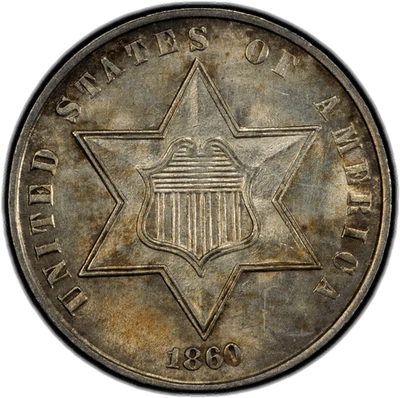 1860 3c PCGS MS 64 CAC - Image 1 of 2
