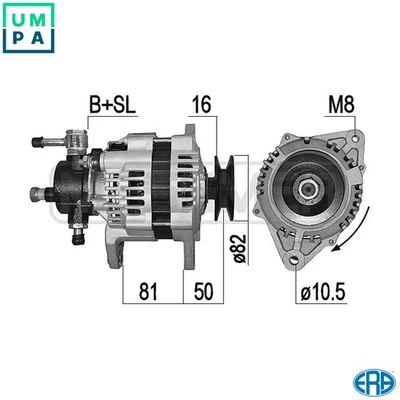 ALTERNATOR 209523A FOR ISUZU D-MAX RODEO/Pickup 4JA1-TC 2.5L 4JH1-TC 3.0L 4cyl - Image 1 of 4
