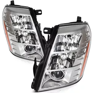 Chrome HID Projector Headlights For 2007-2013 Cadillac Escalade EXT Pickup 4-Dr - Picture 1 of 22