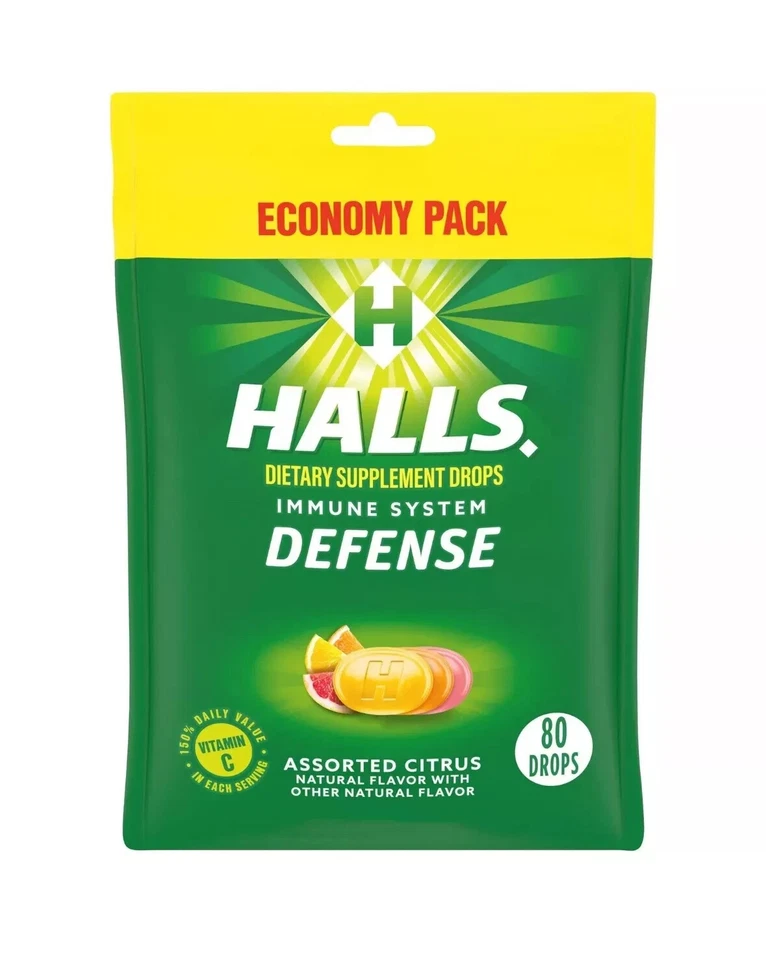 NUEVO MEGA Halls Defense Citrus 80 Drops (paquete de 2) Foto 1 de 1