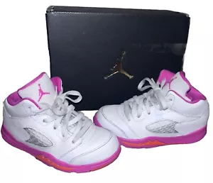 Toddler's Jordan 5 Retro White/Pinksicle-Safety Orange (725172 168) Size 9C - Picture 1 of 8