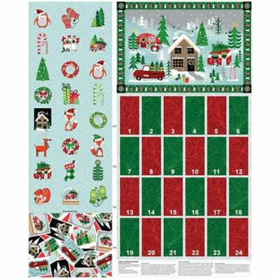 Christmas Camp Joy Advent Calendar Camper Cotton Fabric Benartex 35"X44" Panel