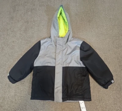 Abrigo con Capucha Healthtex Niños Negro y Gris, Verde Interior Talla 3T Foto 1 de 4