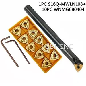 Nuevo S16Q-MWLNR08 Herramienta de torneado de torno Soporte de barra de perforación + 10 piezas WNMG080404 - Imagen 1 de 4