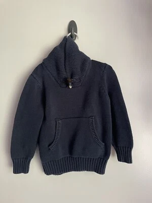 Suéter azul marino antiguo para niños pequeños 5T con cuello chal botón de palanca azul de vacaciones Foto 1 de 2