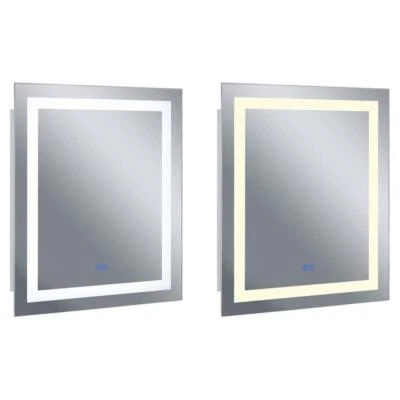 Espejo LED cuadrado contemporáneo de metal CWI Lighting Abril 36" en blanco mate Foto 1 de 4