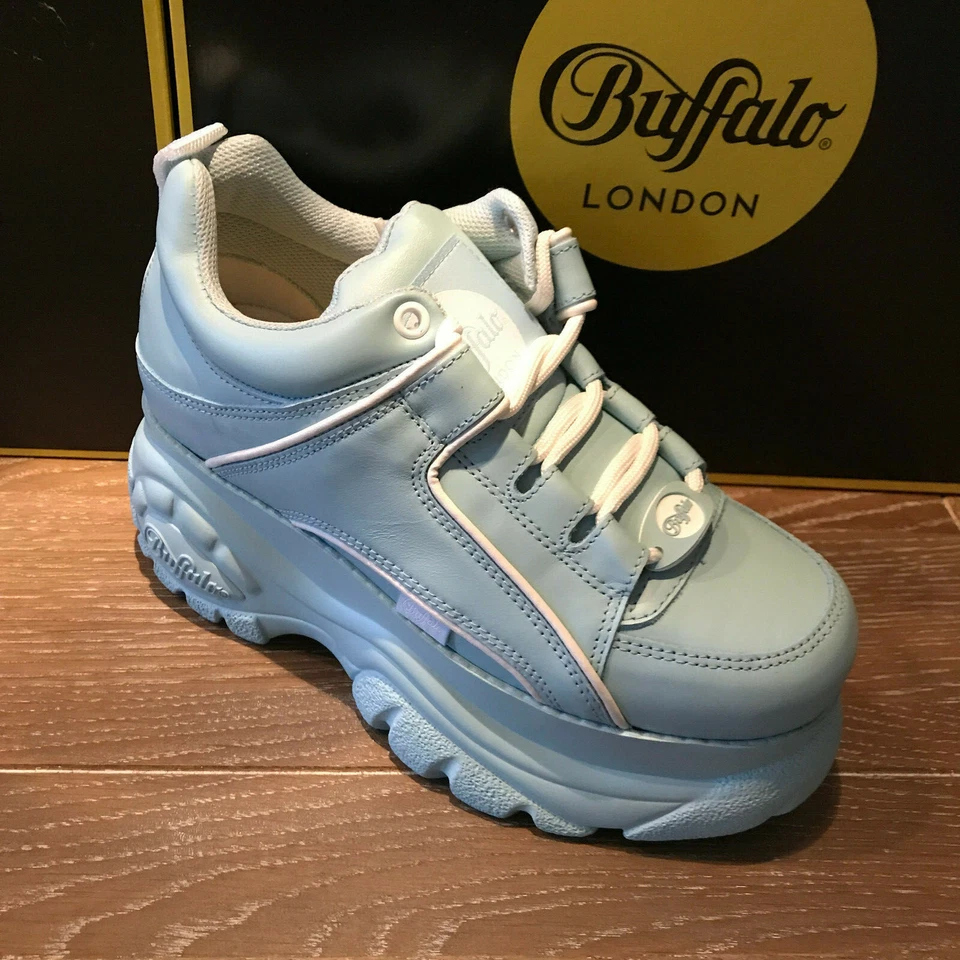 BUFFALO LONDON Buffalo 1339-14 2.0 Baby blue nappa leder blau NEU - grösse 41 - PLATEAUSCHUHE