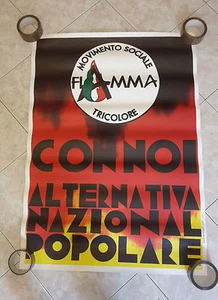 MANIFESTO ORIGINALE POLITICO FIAMMA TRICOLORE MISURE CM.100X70 anni '70 - Picture 1 of 1