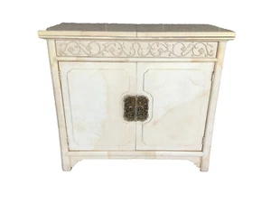 HENREDON FOLIO 16 FAUX GOAT SKIN ASIAN STYLE SERVER/BAR CART (4000-25-92) (2962) - Picture 1 of 12