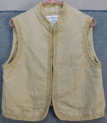 Chaleco de pana Liz Claiborne para mujer 10 lino/rayón tostado bordado Foto 1 de 4
