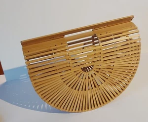 SEMI CIRCLE BAMBOO CAGE HANDBAG - Picture 1 of 7