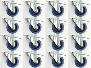 16x 100 mm SL Möbelrollen m Bremse Rollen Möbel Transportrollen Lenkrollen Gummi - Bild 1 von 11