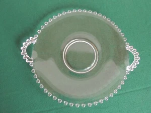 Elegante revestimiento de bandeja interior con mango de 10" de vidrio transparente Exc Imperial Candlewick MCM - Imagen 1 de 3