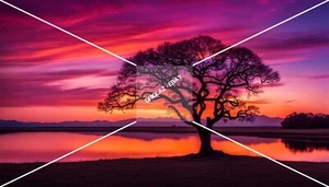 Tree of Life Pink Sunset Landscape Digital Image Wallpaper/Background JPEG - Picture 1 of 3