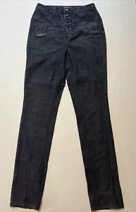 Pantalones de mezclilla Zana Di Vintage Y2K lavado oscuro botón cremallera pierna recta para mujer talla 9 - Imagen 1 de 18