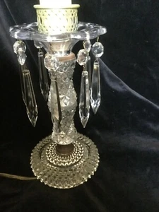 Antique French Boudoir Crystal Electric Lamp with Prisms - Picture 1 of 2