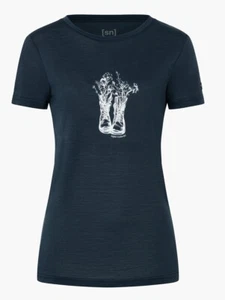 Super.Natural - W Flower Boots Tea Blueberry S Women's Merino Functional Shirt - Picture 1 of 2