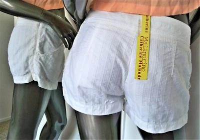 NUEVO CON ETIQUETAS-PANTALONES CORTOS CATHERINE MALANDRINO BLANCO ALGODÓN ESPIGA CREMALLERA LATERAL TALLA-4 MSP $195 Foto 1 de 4
