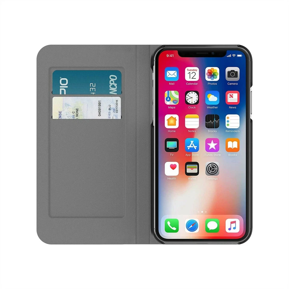 INCIPIO ESQUIRE WALLET FOLIO CASE FOR IPHONE XS X CARD ID SLOT NEW IPH-1650-GRY - Image 1 of 4