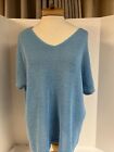 Chico’s 2 Pullover BlueV Neck Soft Knit S/S Sweater Chico’s L (12/14)