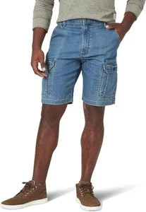 Neu Wrangler Authentics Herren Classic Cargo Medium Tint Denim Stretch Shorts - Bild 1 von 5