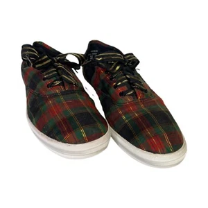 Christmas Ked’s Women’s  7.5  "They Feel Good" Plaid Fabric Lace Up Sneakers - Picture 1 of 9