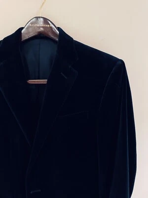 mens Polo Ralph Lauren tailored navy velvet blazer | 38S 38 short | custom fit - Image 1 of 4