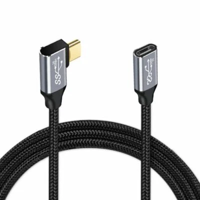 Angled Female Extension Data Left & Right Cable 10Gbps 100W USB-C USB 3.1 Type C - Image 1 of 4