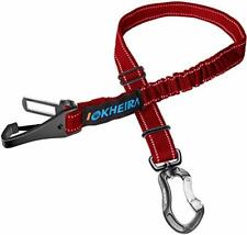 Iokheira Hunde Sicherheitsgurt, 3-in-1 Verstellbar Sicherheitsgeschirre (Rot)