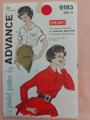 Advance 9183 Vintage Junior/Teen Sew Easy Blouses Pattern Size 10   UNCUT - Image 1 of 2
