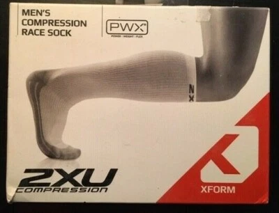 NOS 2XU PWX Men's Compression Race Sock White/Grey Size Xtra-Small (XS) - Image 1 of 2
