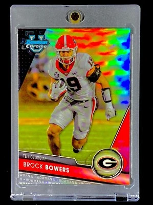 BROCK BOWERS ROOKIE REFRACTOR Topps Bowman Chrome RC Card Silver - GEORGIA - Image 1 of 4