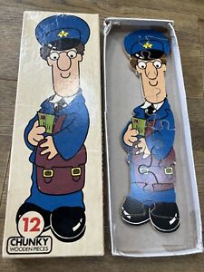Vintage Postman Pat Chunky Wooden Puzzle, Boxed, 1983, 12 Piece, Complete, Rare