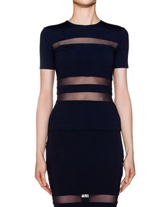 $ 399 Designer seltene T by Alexander Wang Damenbluse durchsichtig Netz gestreift - Bild 1 von 1