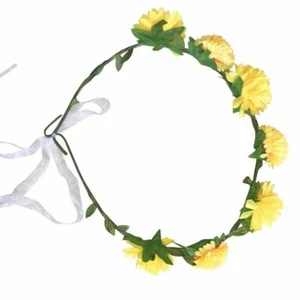 Floral Flower Headband Wedding Birthday Party Crown Dress Up Hair Band - Yellow - Picture 1 of 3