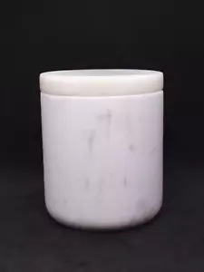 White Marble Canister With Lid Multipurpose Round Salt Spice Box Storage Jar Box - Picture 1 of 10