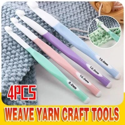 4pcs Weave Yarn  Tools Ergonomic Handle Non-Slip Knitting Needles Crochet Hooks - image 1 of 4