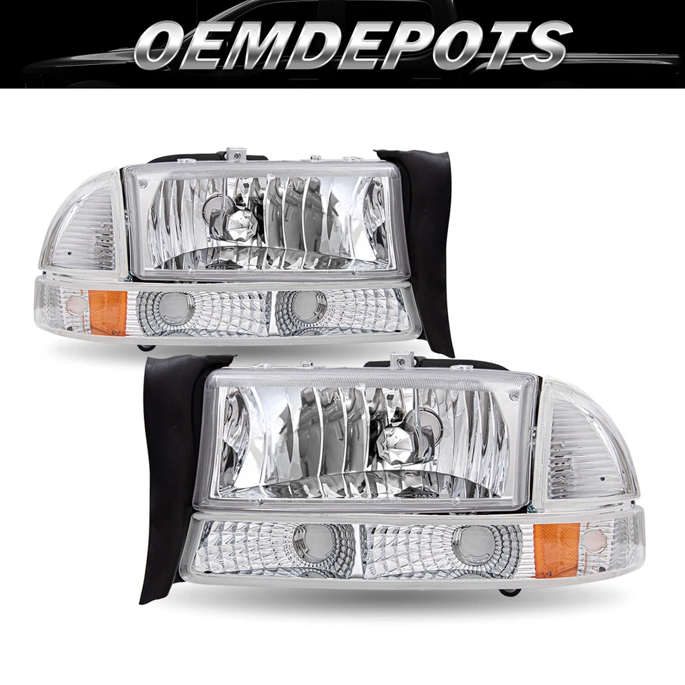 Farol transparente esquerdo+direito para 1997-2004 Dodge Dakota 1998-2003 Durango - Imagem 1 de 4