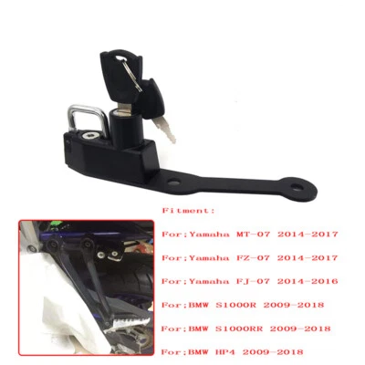 Cerradura de casco de motocicleta aluminio negro para BMW S1000R / S1000RR / HP4 2009-2018 Foto 1 de 4