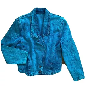 Chaqueta de jean vintage para mujer con botones grandes manga larga azul lavado ácido década de 1980 década de 1990 - Imagen 1 de 12