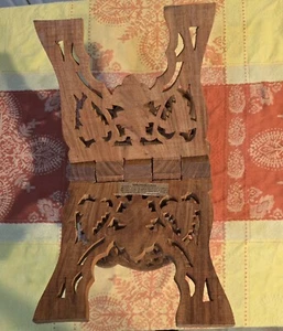Vintage RoseWood Hand Carved, One Piece Of Wood Holy Book Stand, Cookbook Etc - Picture 1 of 6