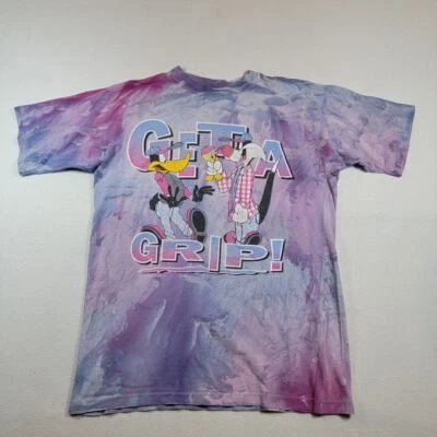 Camiseta vintage anos 90 Looney Tunes Tie Dye corte tamanho etiqueta serve M/L roxa ponto único - Imagem 1 de 4