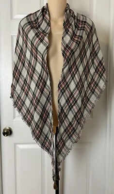 J Jill Bufanda Mantón con Flecos para Mujer Talla Única para Todas las Borlas a Cuadros Mezcla de Algodón Foto 1 de 4