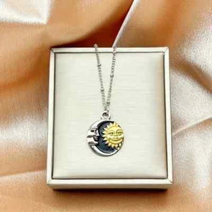 Sun Moon Zinc Alloy Pendant Necklace Perfect Gift Birthdays Anniversaries - Picture 1 of 5