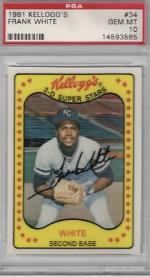 1981 KELLOGGS  FRANK WHITE #34 PSA 10 ROYALS HOF - Image 1 of 2